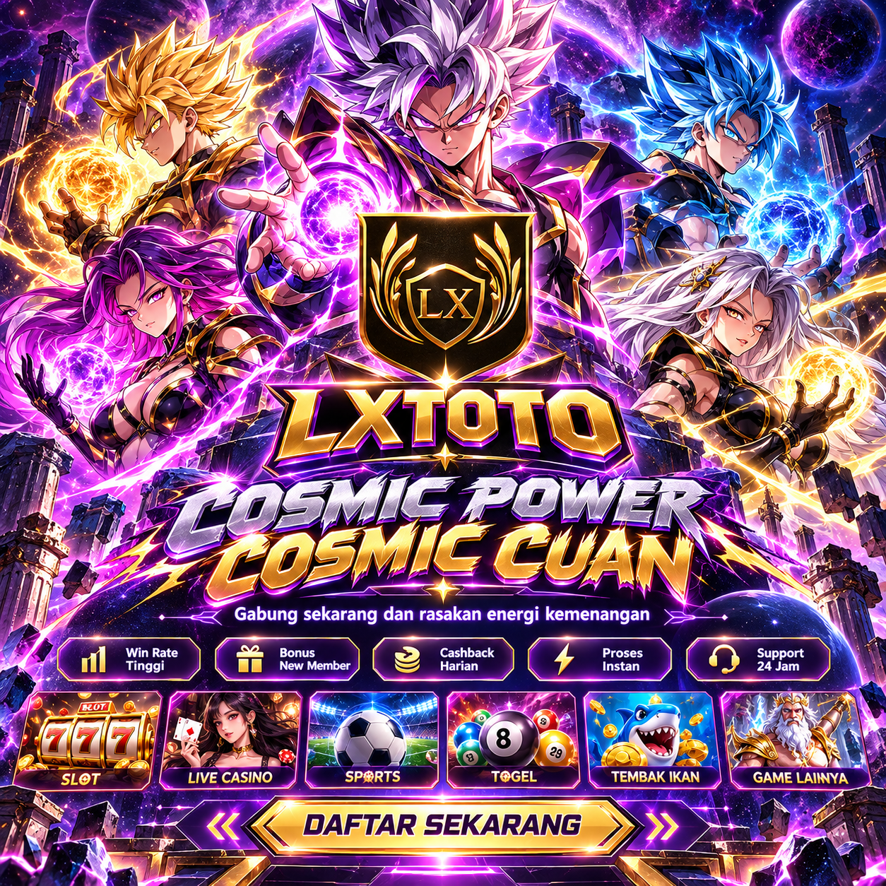 Petualangan fantasi LXTOTO dengan energi emas dan biru